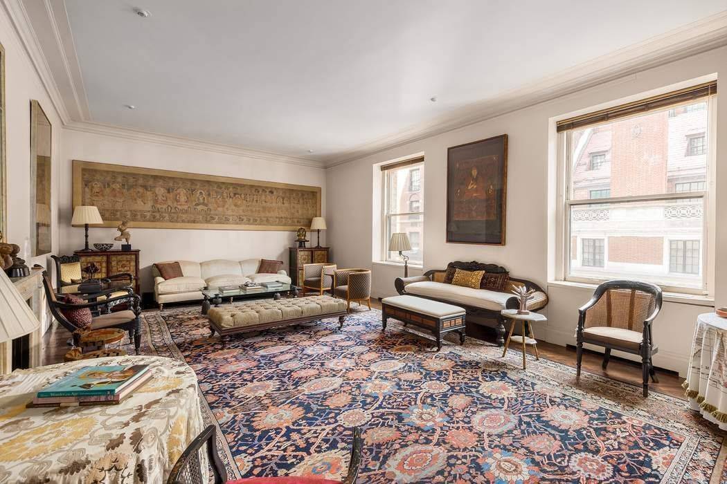 This sophisticated and truly elegant four bedroom, four and one half bath is in one of Manhattan s finest pre war co ops, designed by the celebrated residential architect James ...