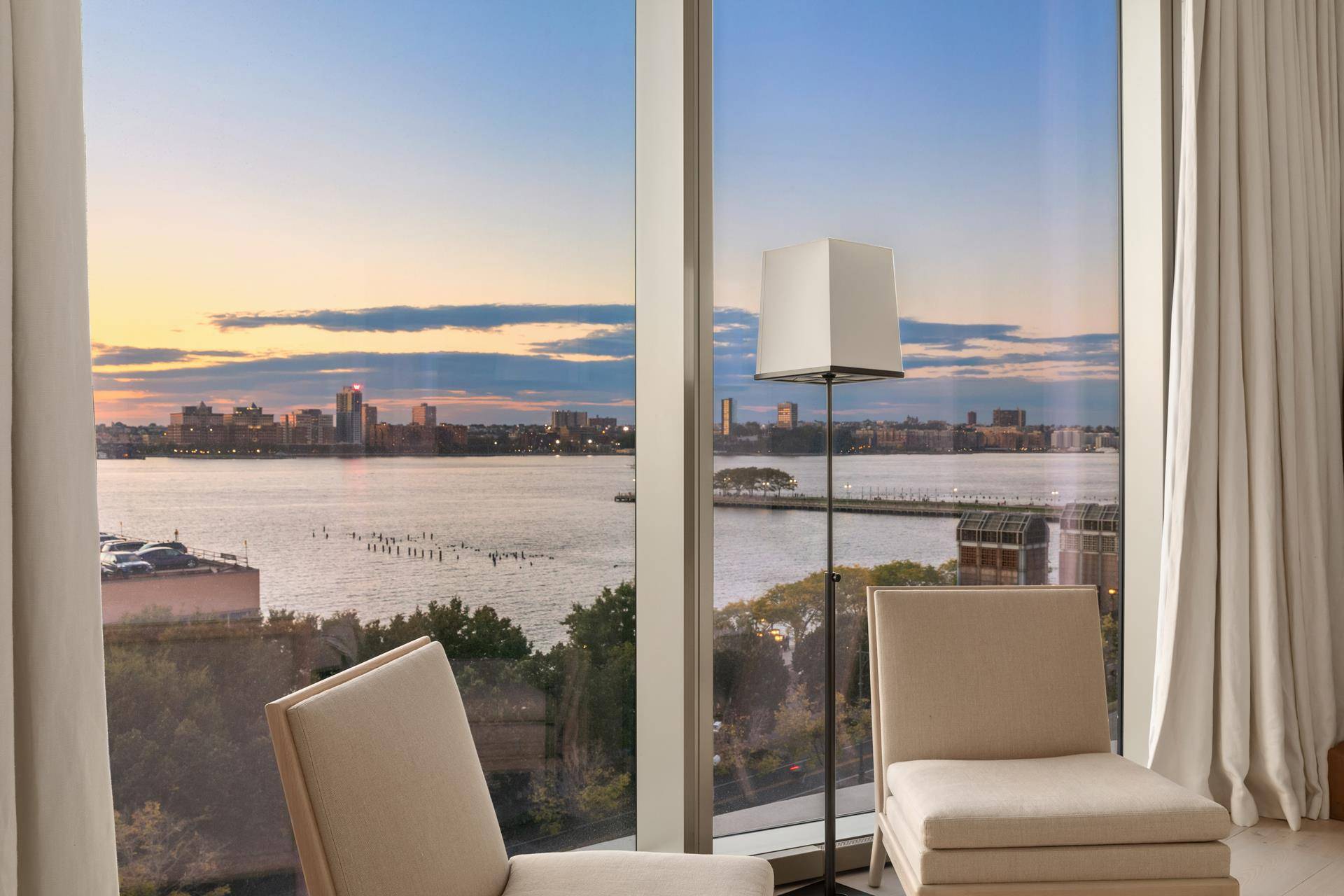 Sweeping panoramic views of the Hudson River and West Village waterfront, Residence South 8 B at 160 Leroy Street features 3 bedrooms, 3.