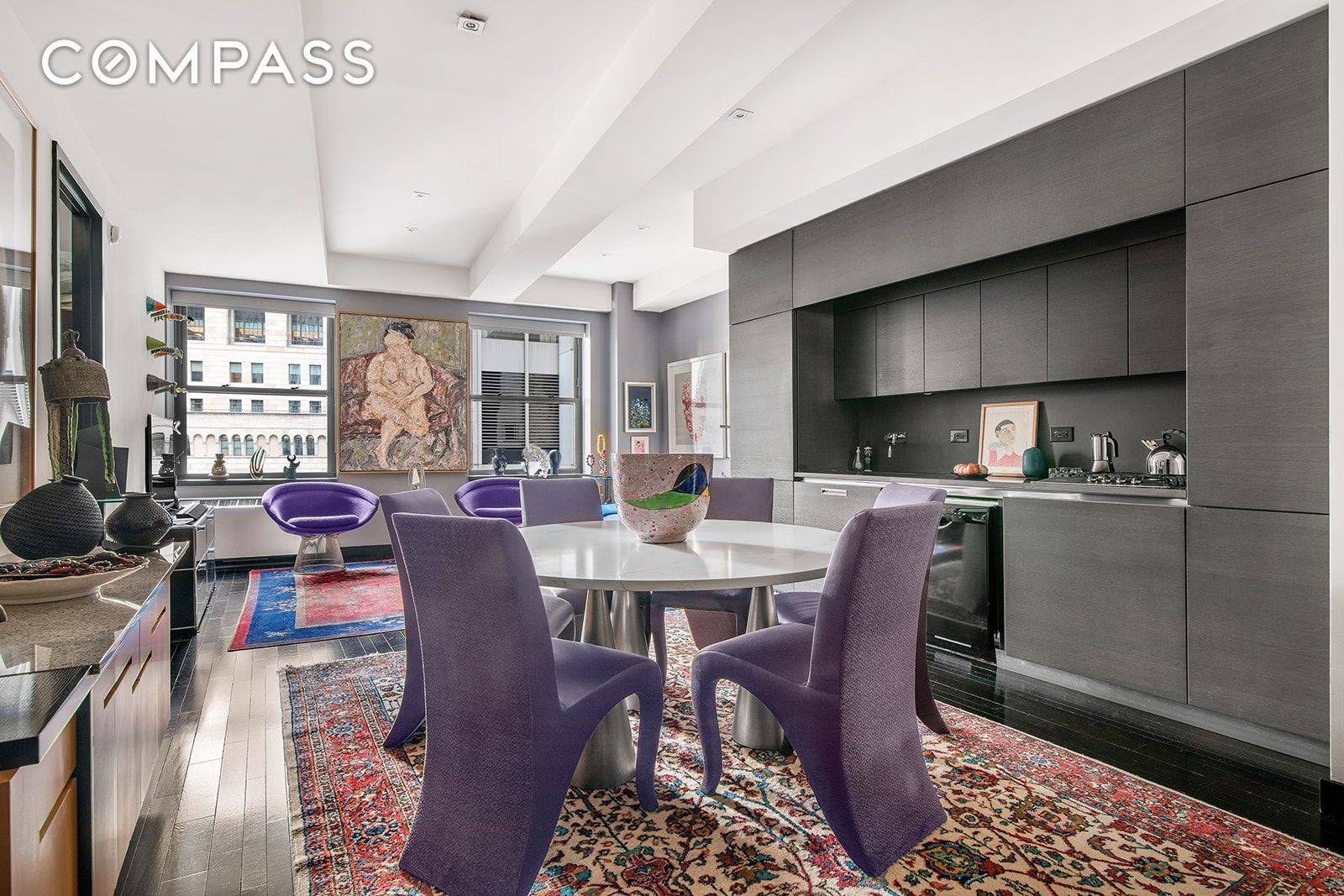 High floor, spacious one bedroom, two full bathroom home with large home office located in the Financial District's famed Collection building at 20 Pine St.