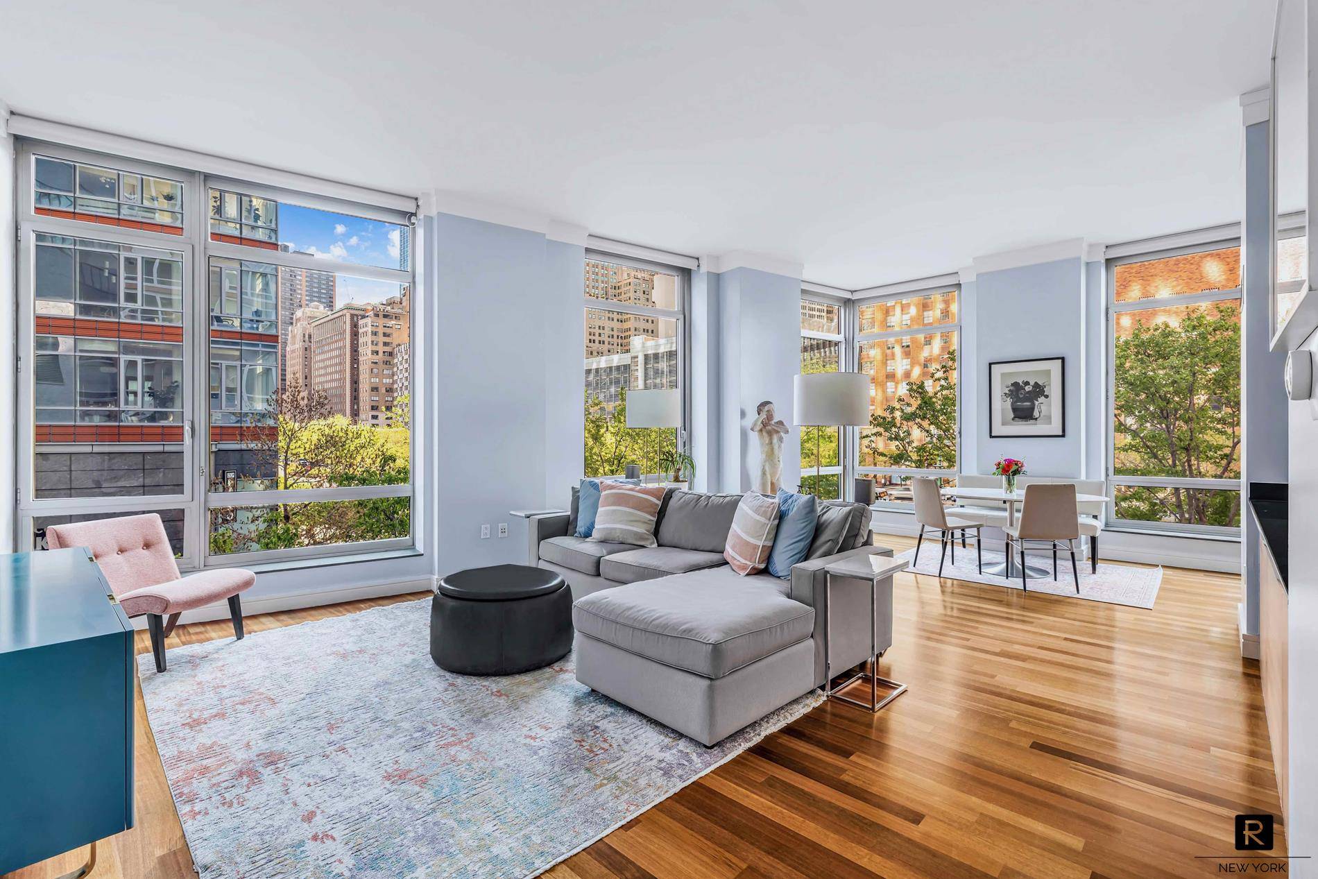 ONE OF A KIND corner two bedroom in the Millennium Tower Residences, one of the premier luxury condominiums in all of Battery Park.