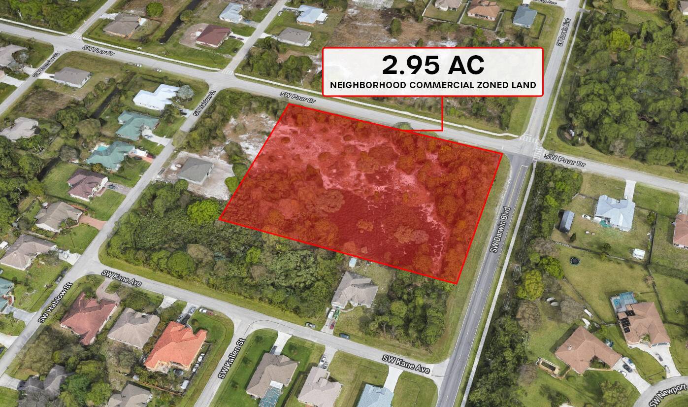 Generously sized commercial land located on the corner of SW Paar Dr.