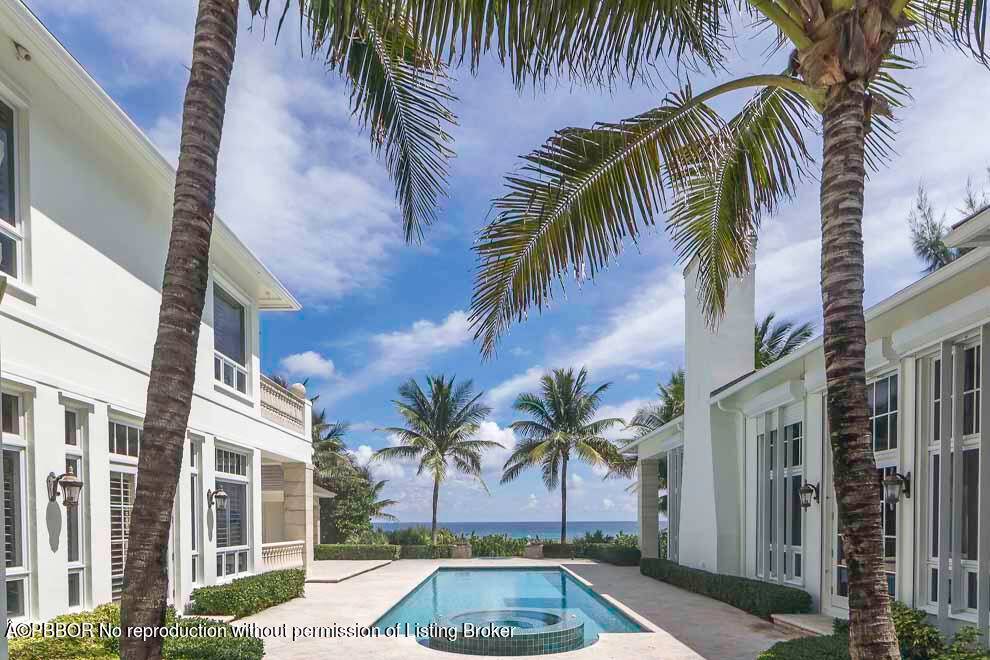 This oceanfront gated compound boasts 100 feet of prime, direct oceanfrontage in the Delray Beach Estate Section just south of Atlantic Ave.