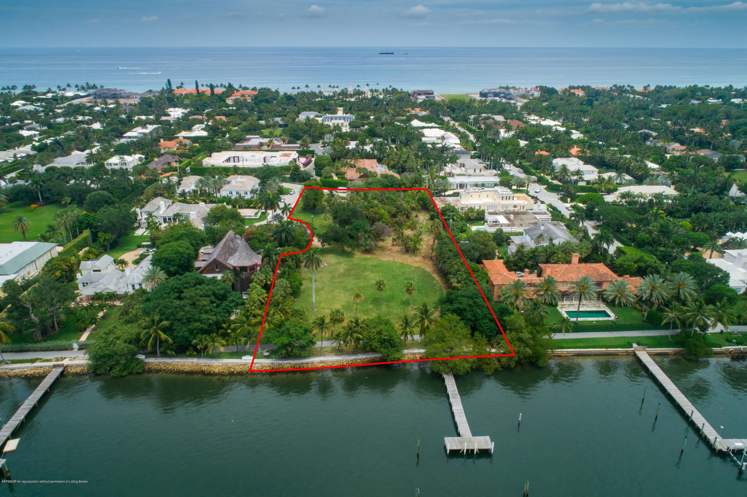 Almost two acres of prime deepwater Lakefront land in the heart of Palm Beach.