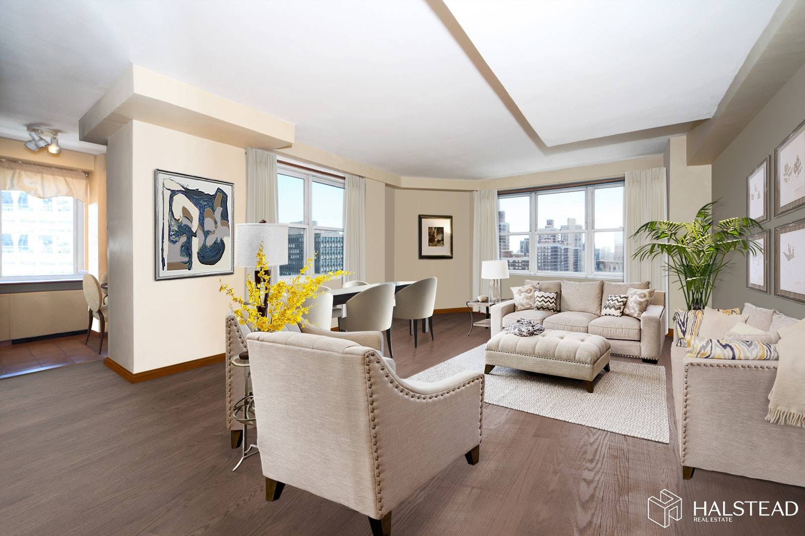 This sunny, spacious true two bedroom boasts a large living and dining area with hardwood floors and fabulous south facing city skyline views.