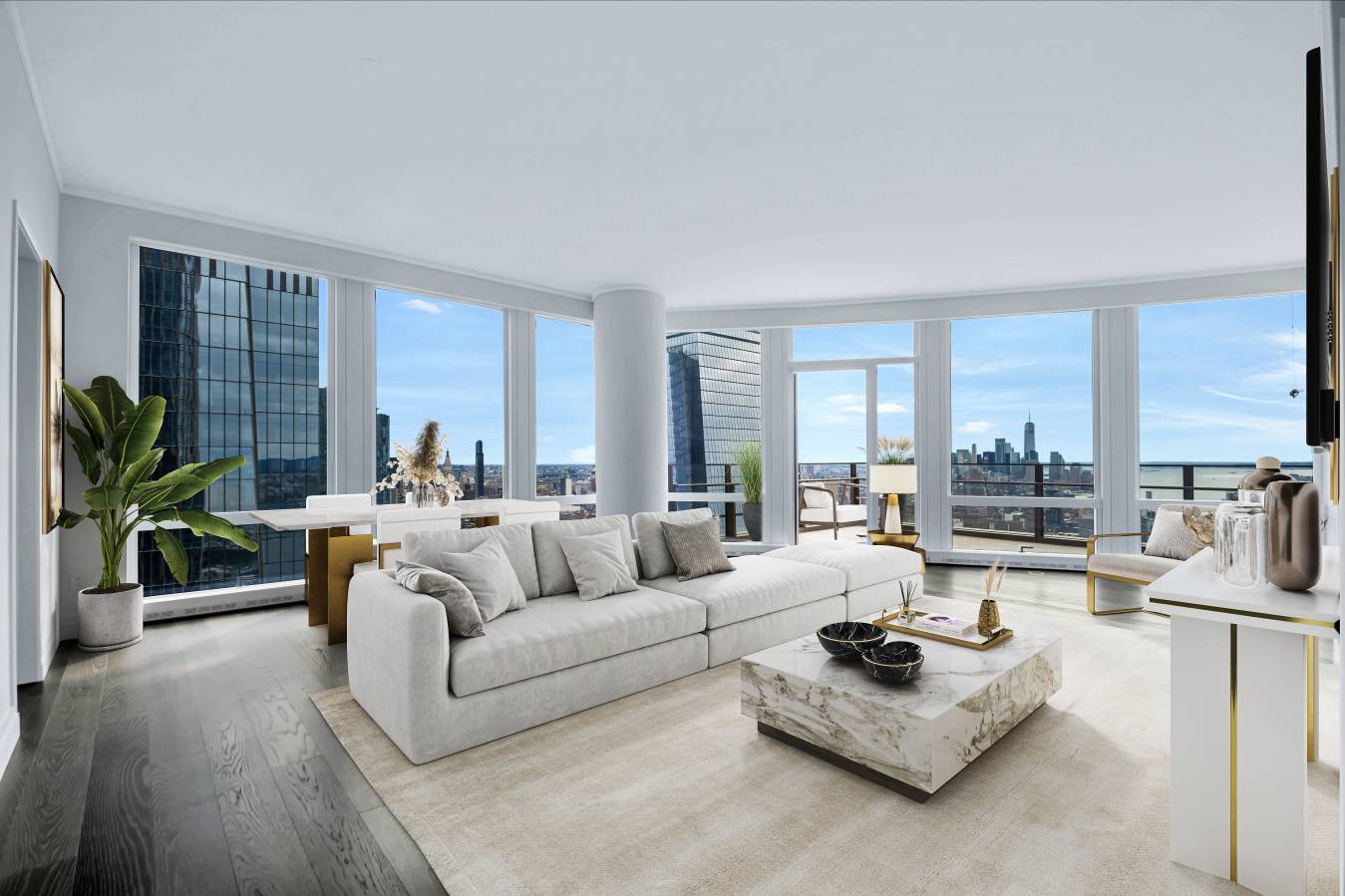3100 sqft apartment with 200 sqft private terrace with sweeping views from the 63rd floor facing south !