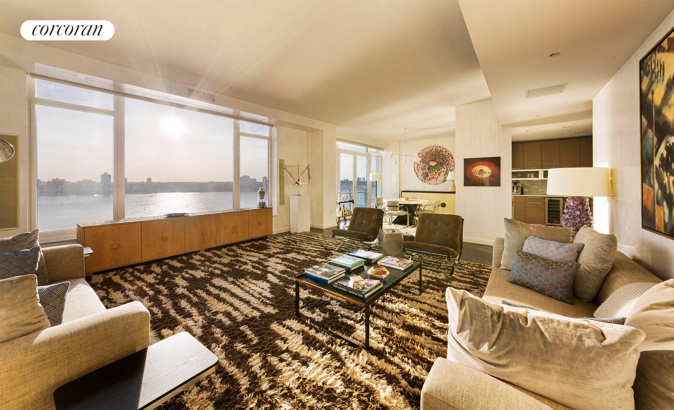Superior West Village 3 bedroom condo with direct Hudson River views.