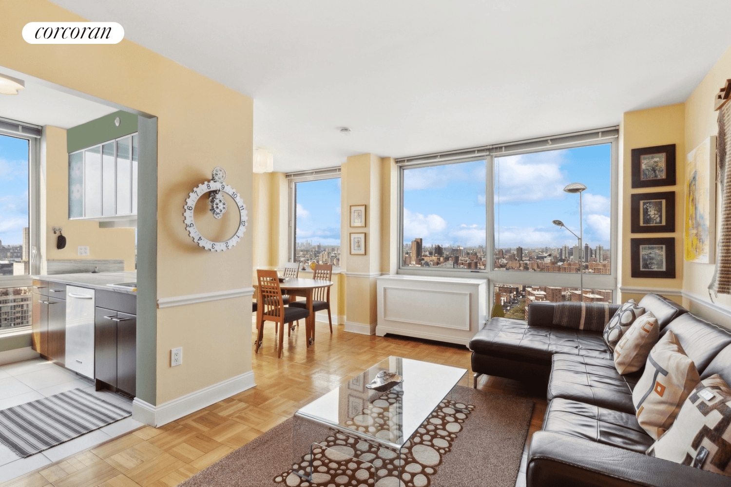 Rarely available, this stunning home is perched high up on the 32nd floor of One Carnegie Hill, offering spectacular city and river views from the north, west and east.
