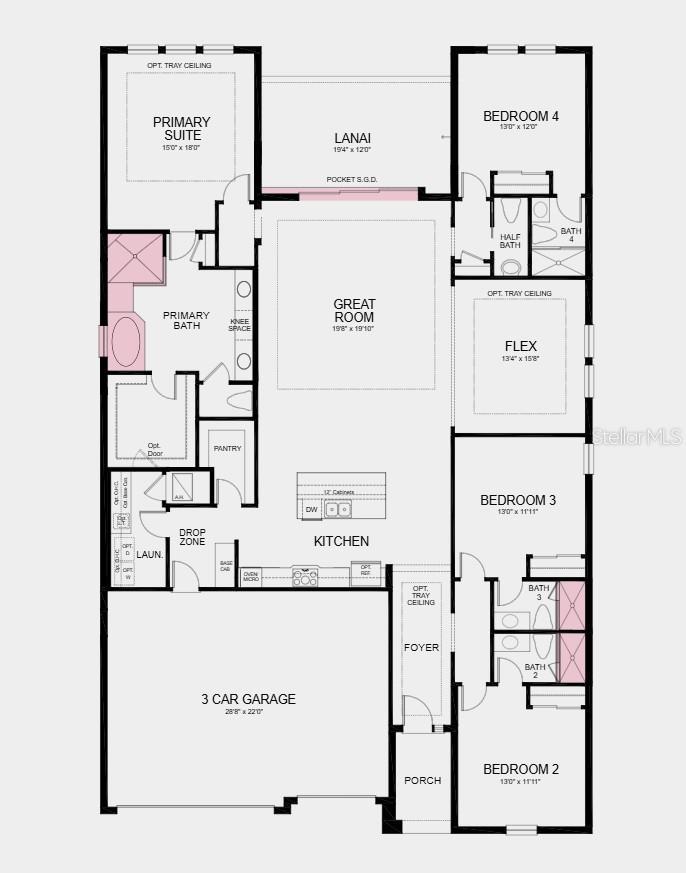 Floor Plan - Additional Highlights Include: a soaking tub with a separate shower in the primary bath, shower in bathroom 2 and bathroom 3, pocket slid