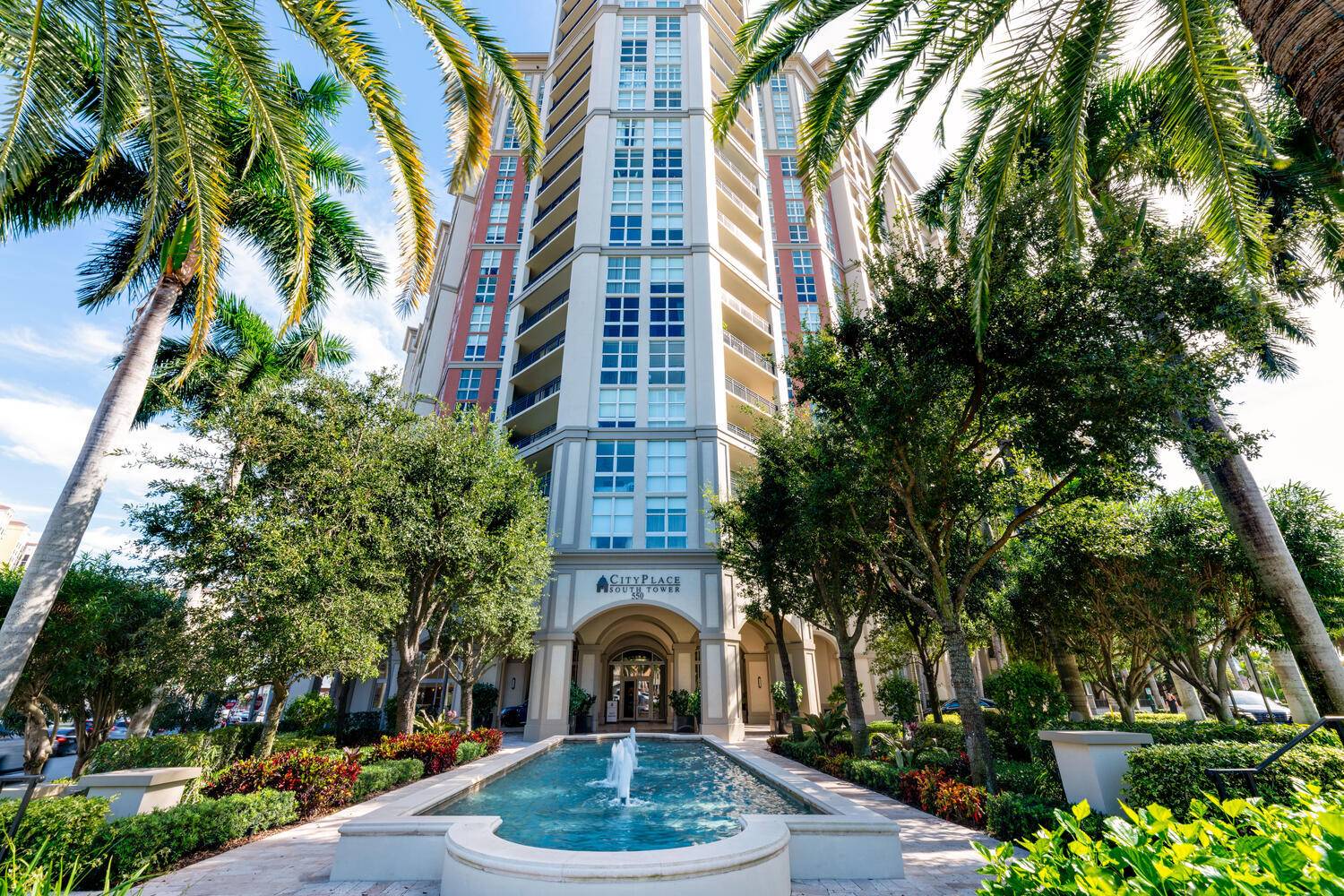 Cityplace South Tower is a full service luxury building in the center of WPB Full time concierge, valet parking, resort style pool.