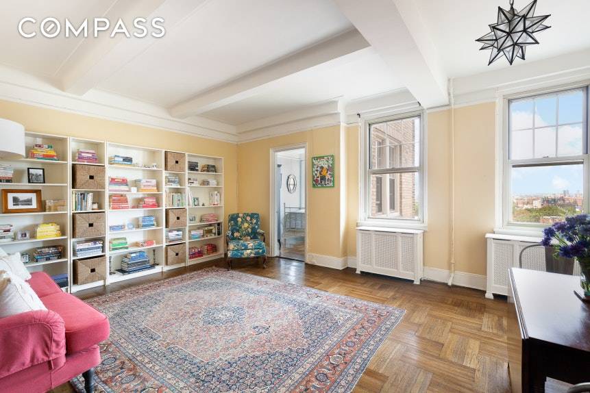 The views never end in this 8th floor corner 1 bedroom 1 bath at 209 Lincoln Place, a full service pre war coop in the heart of North Park Slope.