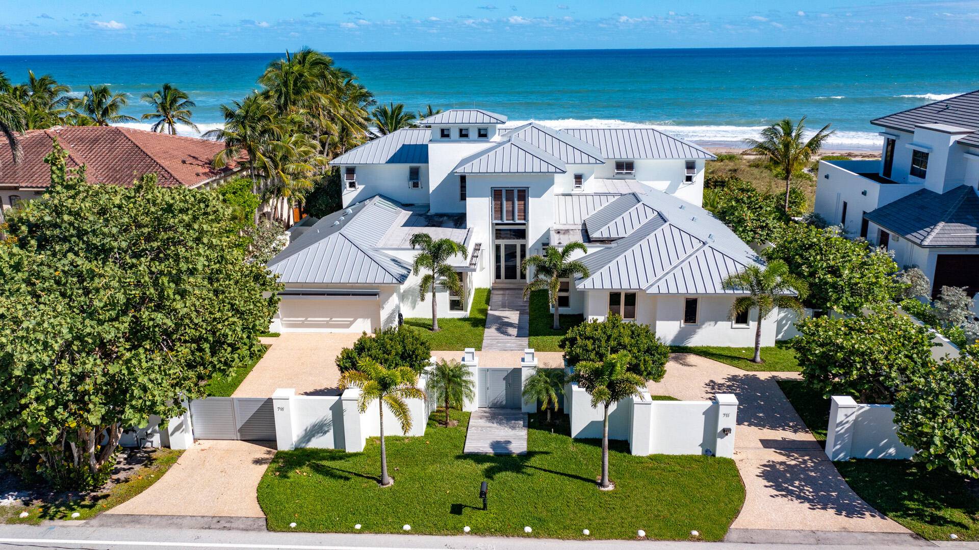 Zen Chic Beach House is sited on lushly landscaped half acre with 110 feet directly on the oceanfront.
