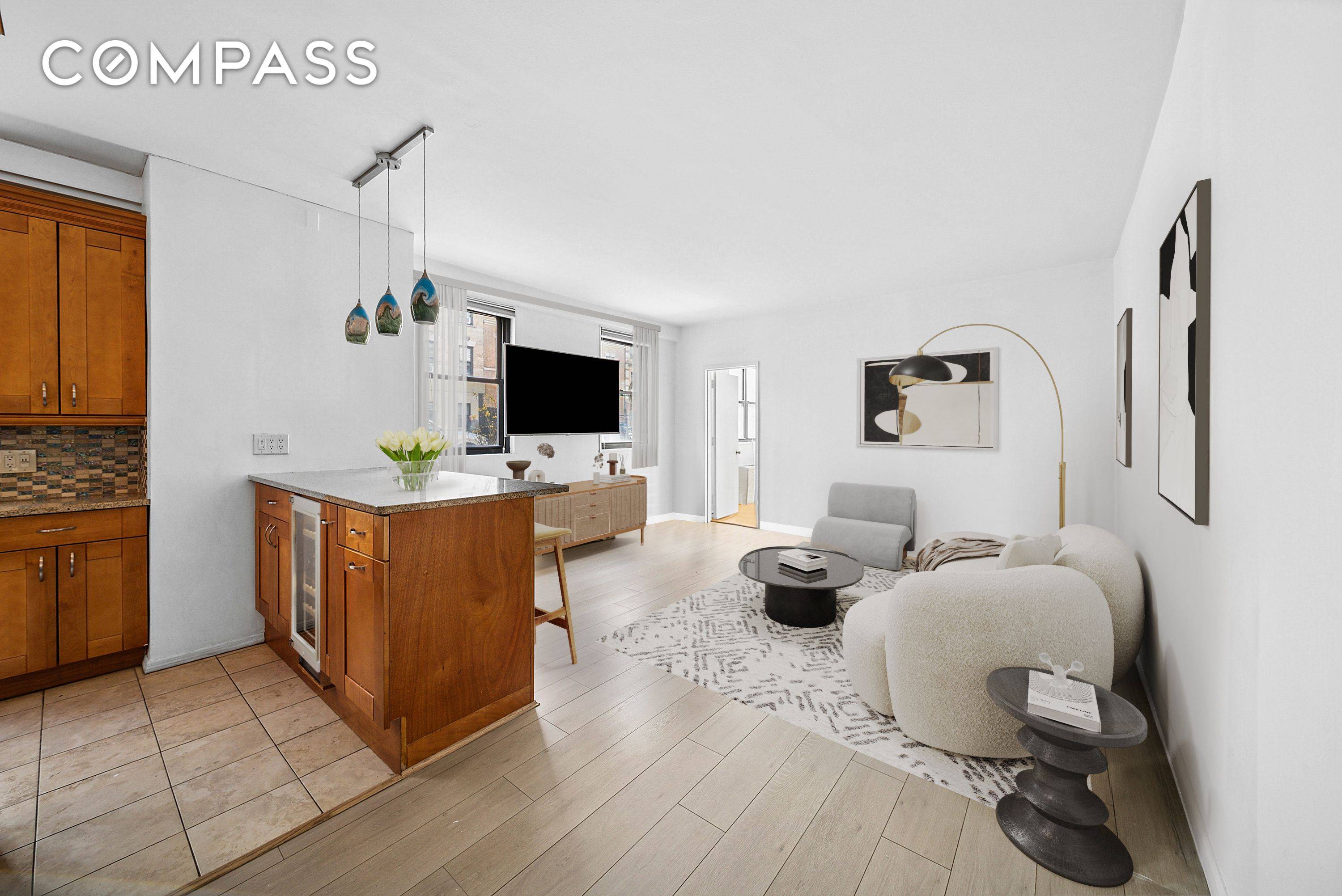 Sun Filled Corner 1BR in Kips Bay Tree Lined Views, Renovated Kitchen, and Exceptional Storage in Full Service Doorman Building Bathed in natural light from southern and western exposures, this ...
