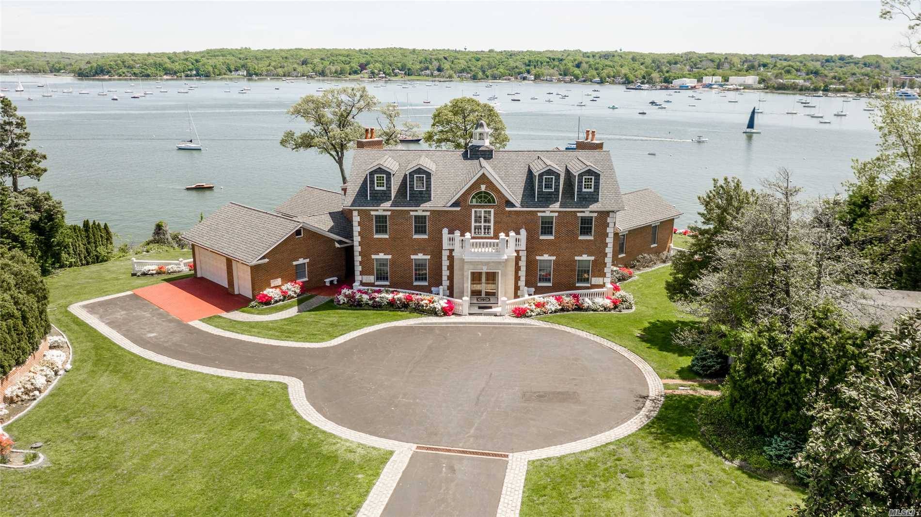 Centre Island, Stately Brick Colonial Style Manor Home, Perched On 3.
