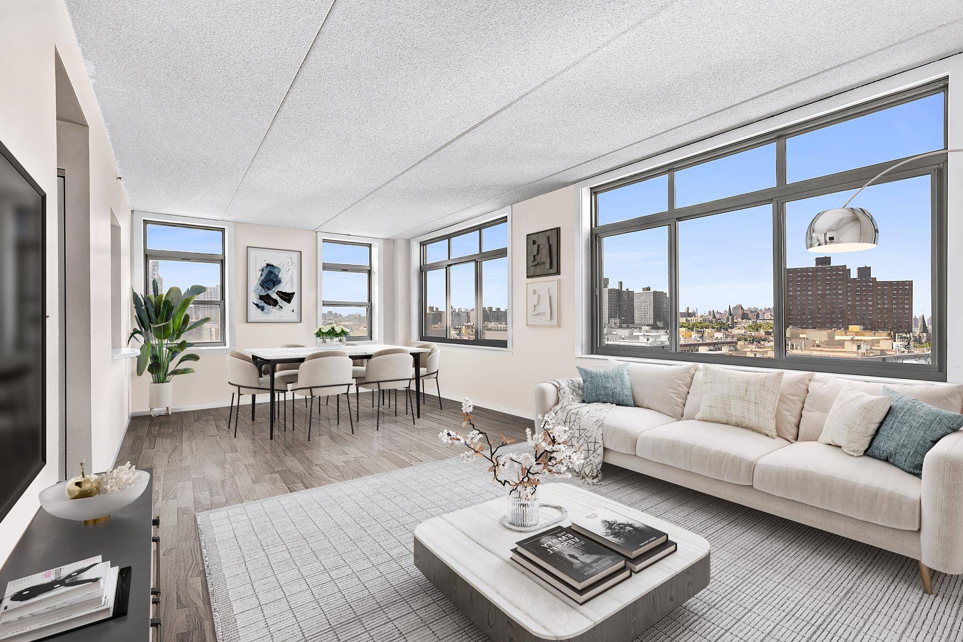 Welcome to Residence 1008 at The Sutton, a two bedroom two full bathroom corner apartment that has expansive views of West Harlem.