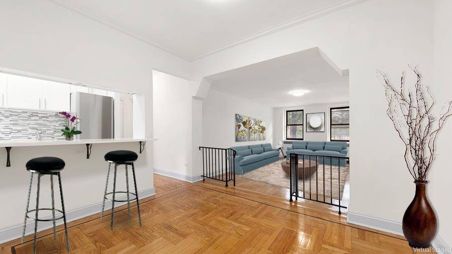 Spacious gut renovated Jr4 apartment with 4 walk in closets and 2 baths in Prewar Art Deco building with part time doorman minutes from the Cloisters.